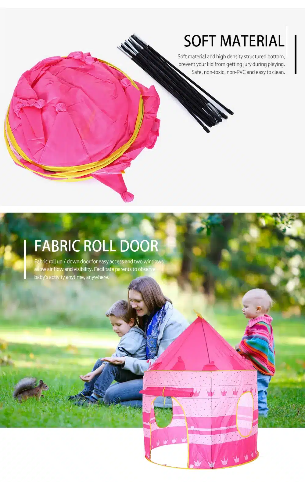 3 Colors Play Tent Portable Foldable Tipi Prince Folding Tent Children Boy Castle Cubby Play House Kids Gifts Outdoor Toy Tents 13