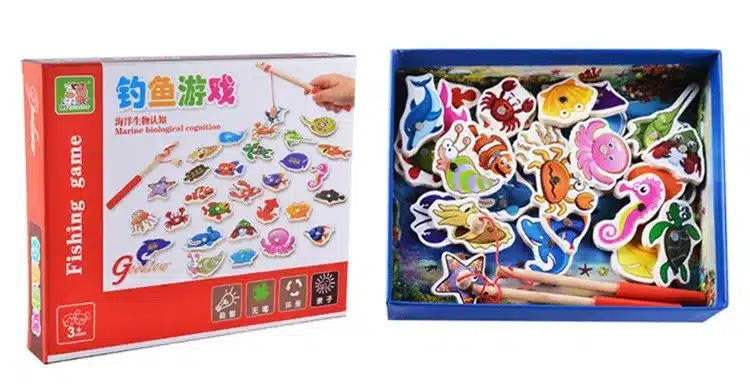Baby Educational Toys 32Pcs Fish Wooden Magnetic Fishing Toy Set Fish Game Educational Fishing Toy Child Birthday/Christmas Gift 10