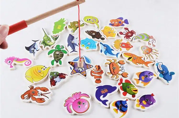 Baby Educational Toys 32Pcs Fish Wooden Magnetic Fishing Toy Set Fish Game Educational Fishing Toy Child Birthday/Christmas Gift 13