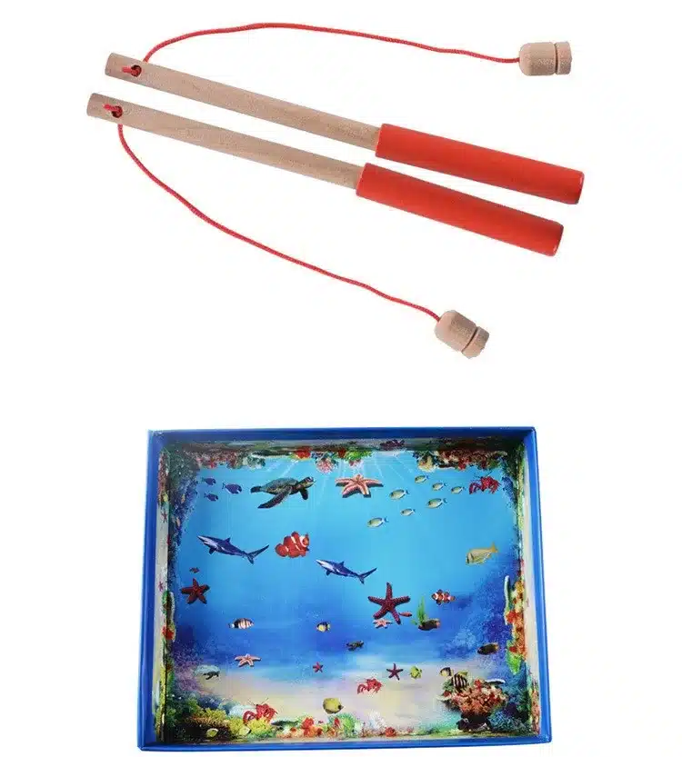 Baby Educational Toys 32Pcs Fish Wooden Magnetic Fishing Toy Set Fish Game Educational Fishing Toy Child Birthday/Christmas Gift 14