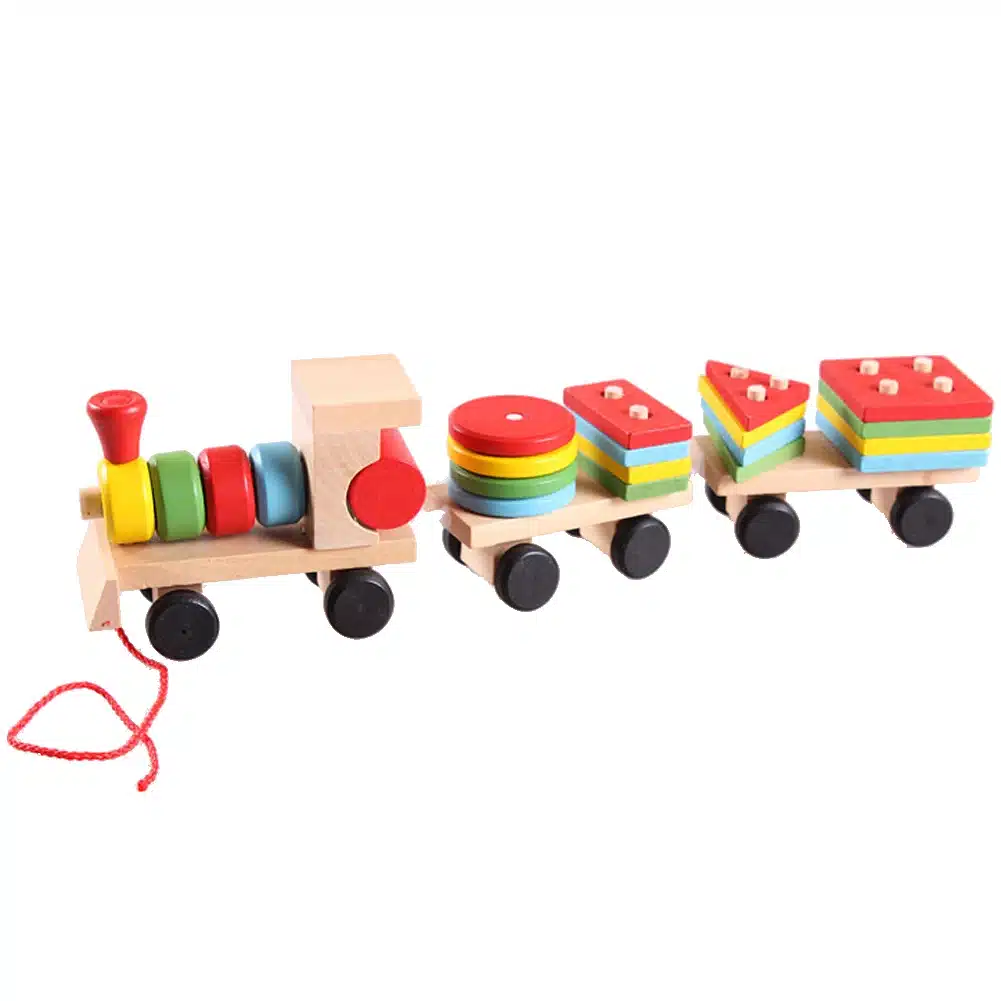 Toddler Baby Wooden Stacking Train Block Toy Fun Vehicle Block Board Game Toy Wooden Educational Toy for Children Gift 13