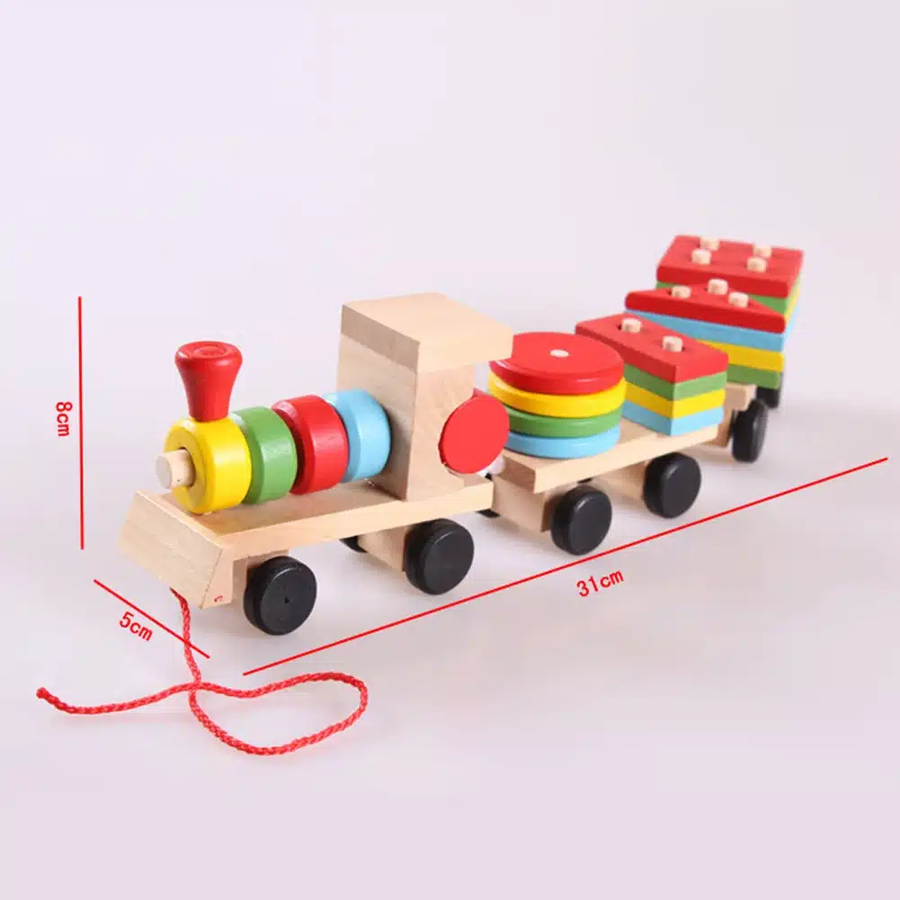 Toddler Baby Wooden Stacking Train Block Toy Fun Vehicle Block Board Game Toy Wooden Educational Toy for Children Gift 21