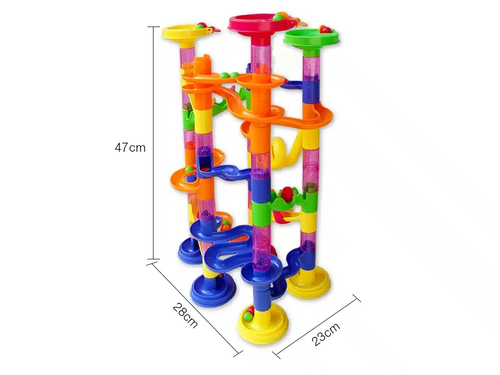 105pcs DIY Construction Marble Race Game Toy Kids Race Run Maze Balls Track Plastic House Building Blocks Kids Educational Toys 7