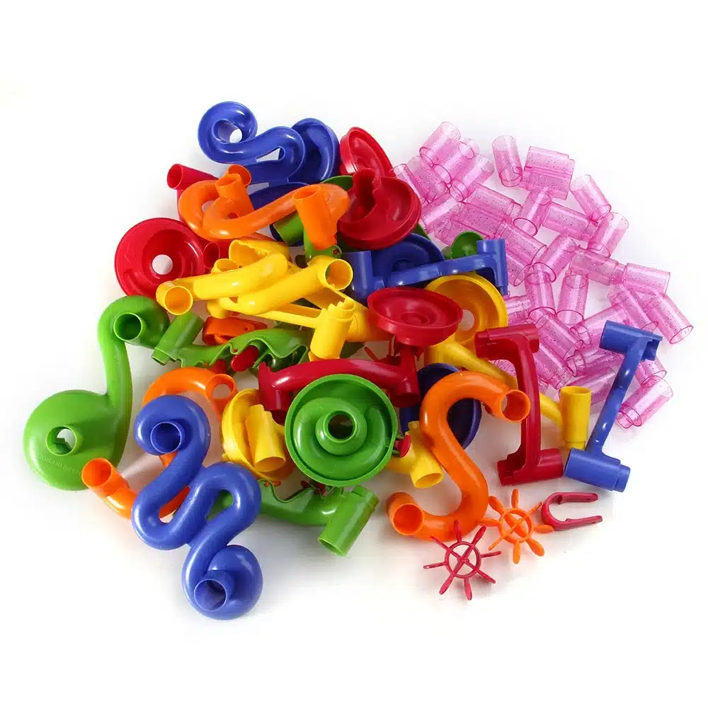 105pcs DIY Construction Marble Race Game Toy Kids Race Run Maze Balls Track Plastic House Building Blocks Kids Educational Toys 8