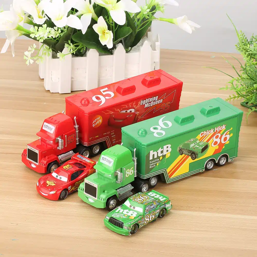 Disney Pixar Cars 2 3 Car Toys 2Pcs/Set McQueen Mack Uncle Jimmy The King Jackson Storm 1:55 Diecast Metal Alloy Model Toys Boys 12