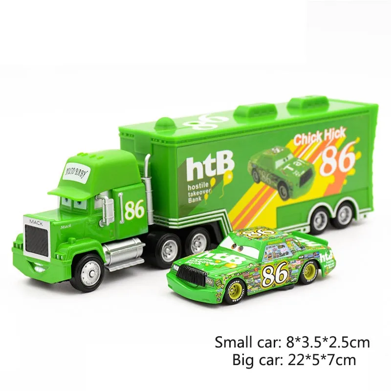 Disney Pixar Cars 2 3 Car Toys 2Pcs/Set McQueen Mack Uncle Jimmy The King Jackson Storm 1:55 Diecast Metal Alloy Model Toys Boys 16