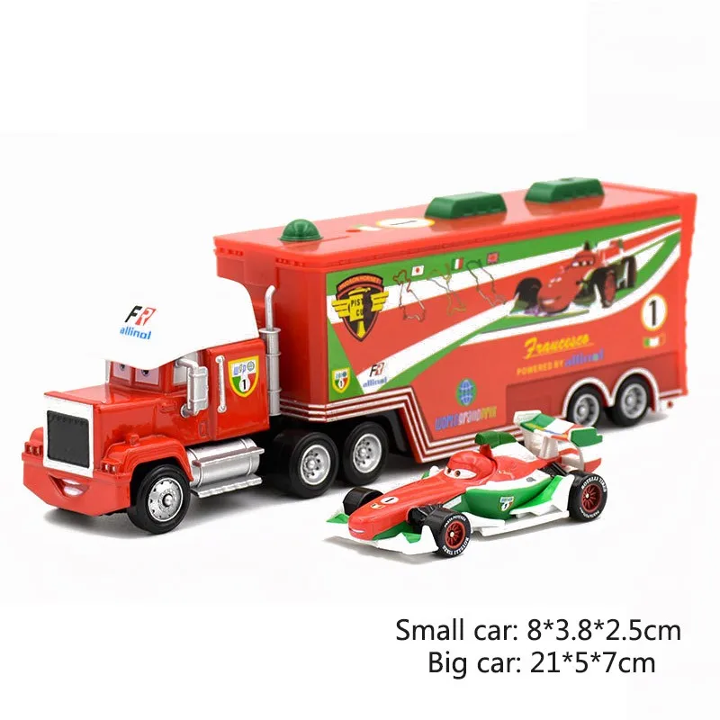 Disney Pixar Cars 2 3 Car Toys 2Pcs/Set McQueen Mack Uncle Jimmy The King Jackson Storm 1:55 Diecast Metal Alloy Model Toys Boys 17
