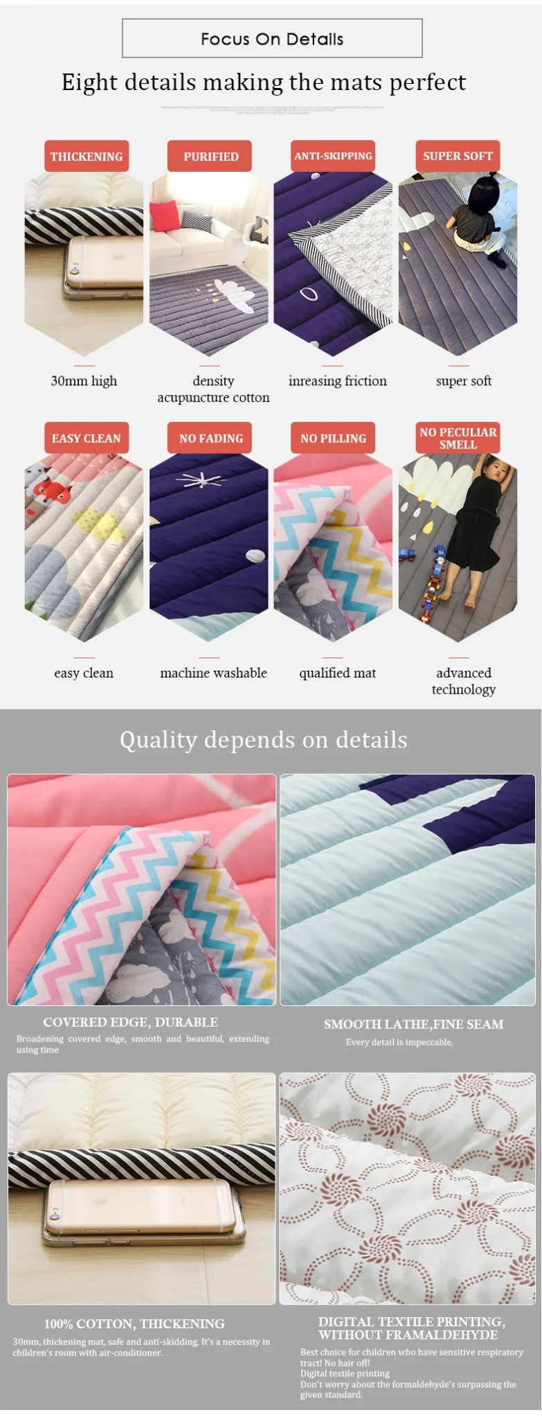 3CM Thickness Baby Play mat Children Carpet 140*200*3CM Machine Washable Rugs For Living Room Anti-skid Bedroom 55*77 Inch 21