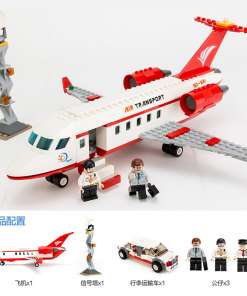 valge ja punane lego lennuk koos figuuride ja lisatarvikutega