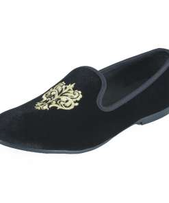 mustad velvetist meeste sussid kuldse tikandiga