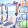 rannas bambusest kaar, kaunistatud värvilise organza kangaga