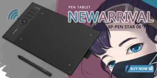 must joonistustahvel koos pliiatsiga, taustal anime stiilis illustratsioon