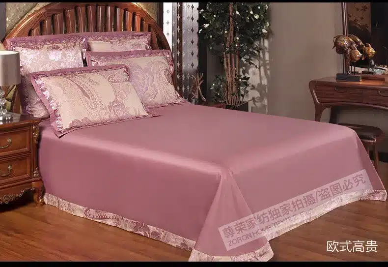 2017 New 100% Cotton Luxury Bedding Set Satin Jacquard Four Bed Set Floral Duvet cover Full/Queen/King size Bedspread Bed linen 14
