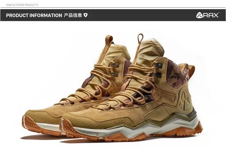 RAX Men Women Mid-top Waterproof Leather Hiking Shoes Outdoor Trekking Boots Trail Camping Climbing Outventure Hunting Shoes 33
