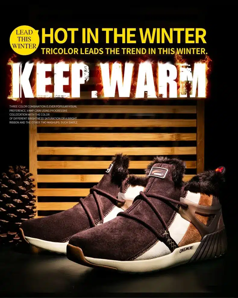 ONEMIX New Winter Men's Boots Warm Wool Sneakers Outdoor Unisex Athletic Sport Shoes Comfortable Running Shoes Sales 10
