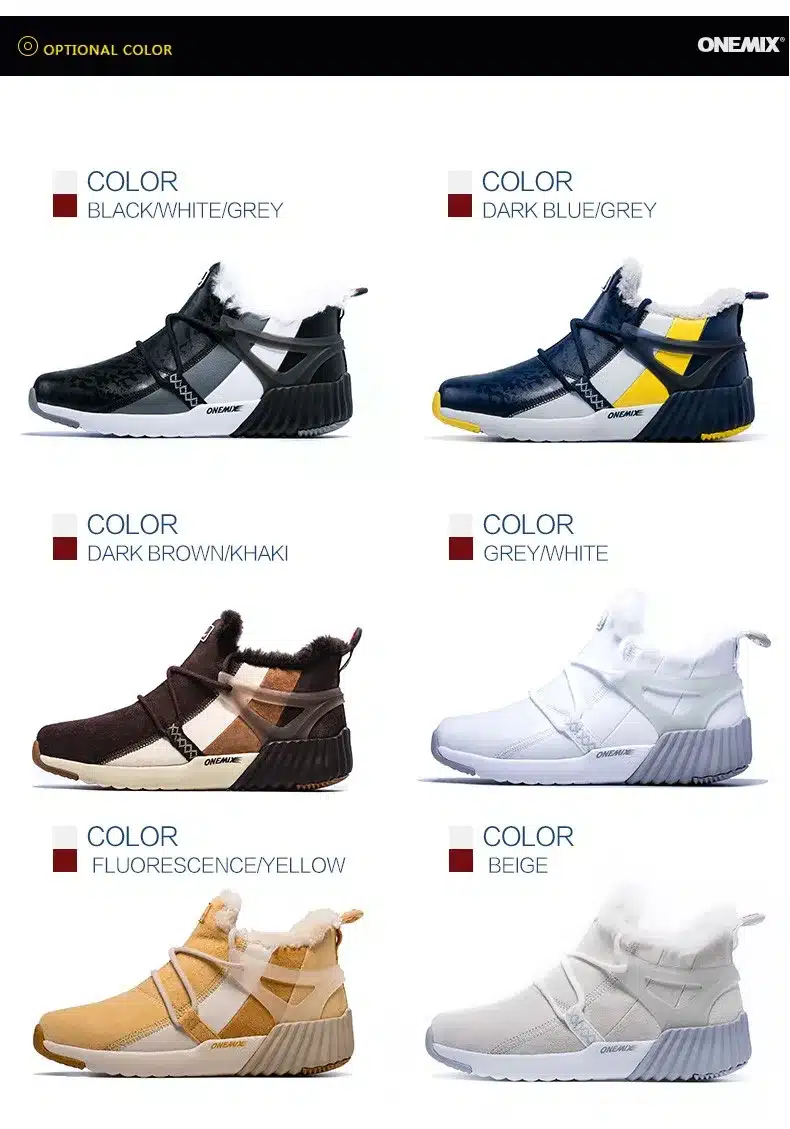 ONEMIX New Winter Men's Boots Warm Wool Sneakers Outdoor Unisex Athletic Sport Shoes Comfortable Running Shoes Sales 20