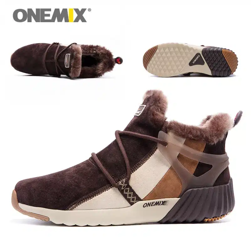 ONEMIX New Winter Men's Boots Warm Wool Sneakers Outdoor Unisex Athletic Sport Shoes Comfortable Running Shoes Sales 22