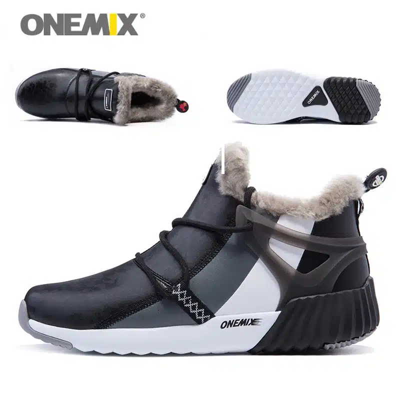 ONEMIX New Winter Men's Boots Warm Wool Sneakers Outdoor Unisex Athletic Sport Shoes Comfortable Running Shoes Sales 25