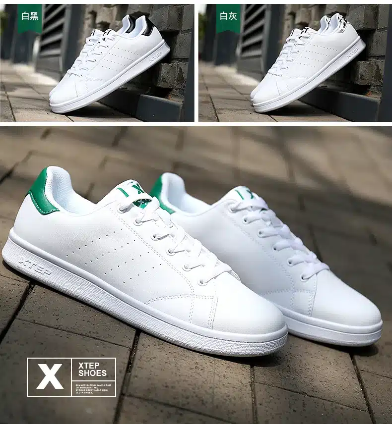 XTEP 2017 women's men's Skateboard Shoes Sneakers Leather walking white stan Shoes for men women free shipping 985318315290 2