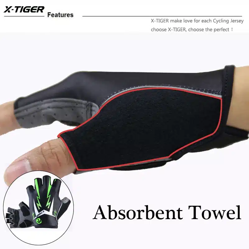 X-Tiger 3D GEL Pad Bright Green Sport Gloves With Reflective Half Finger MTB Bike Gloves Cycling Gloves Mountain Bicycle Gloves 10