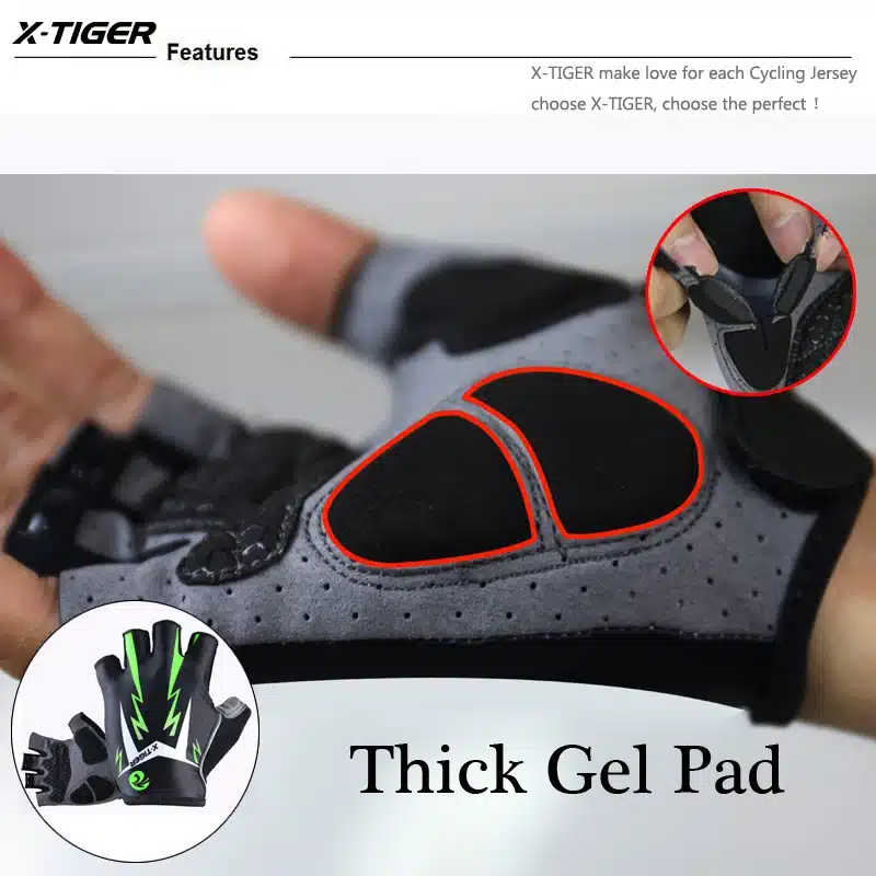X-Tiger 3D GEL Pad Bright Green Sport Gloves With Reflective Half Finger MTB Bike Gloves Cycling Gloves Mountain Bicycle Gloves 11