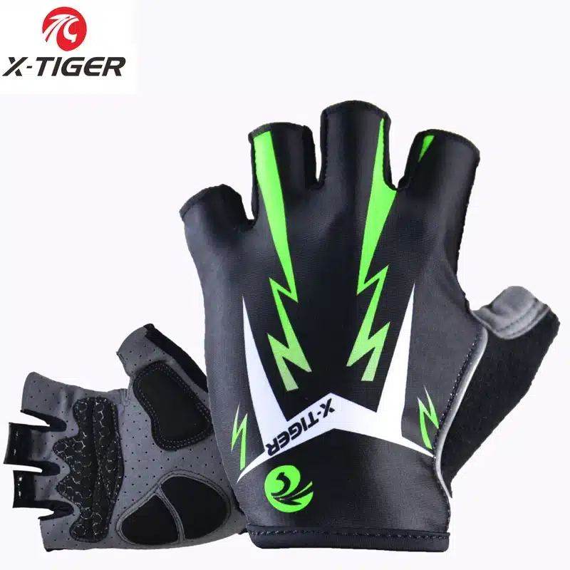 X-Tiger 3D GEL Pad Bright Green Sport Gloves With Reflective Half Finger MTB Bike Gloves Cycling Gloves Mountain Bicycle Gloves 12