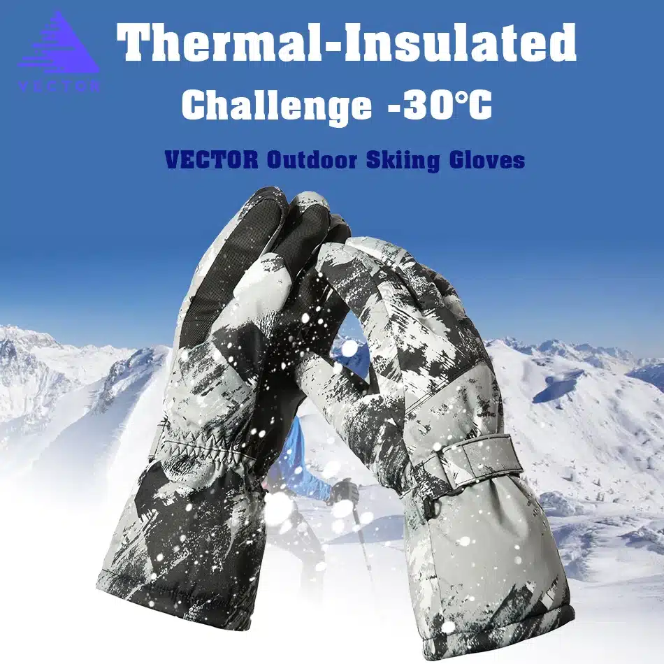 VECTOR Waterproof Ski Gloves Men Women Warm Skiing Snowboard Gloves Snowmobile Motorcycle Riding Winter Outdoor Snow Gloves 11