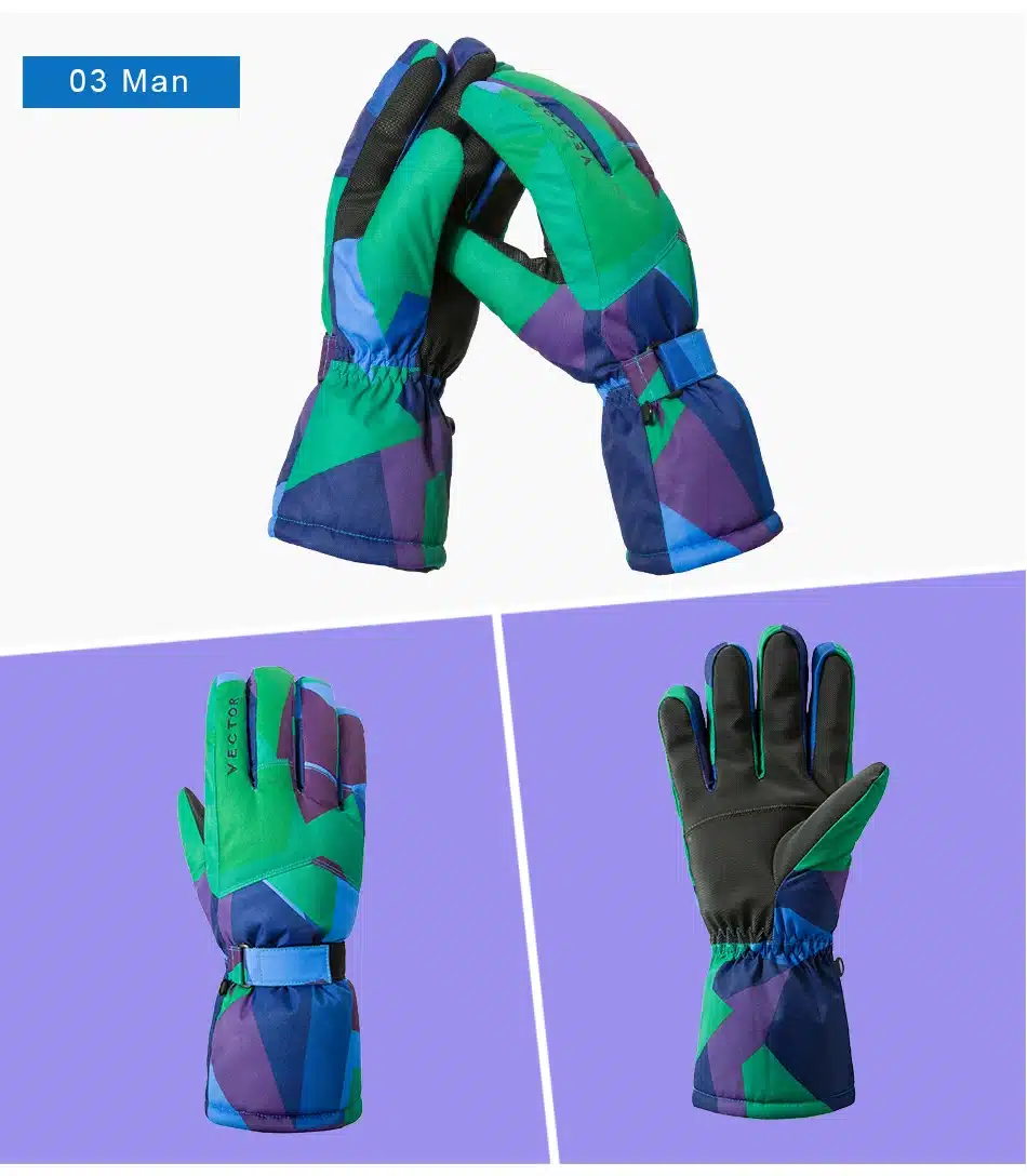VECTOR Waterproof Ski Gloves Men Women Warm Skiing Snowboard Gloves Snowmobile Motorcycle Riding Winter Outdoor Snow Gloves 16