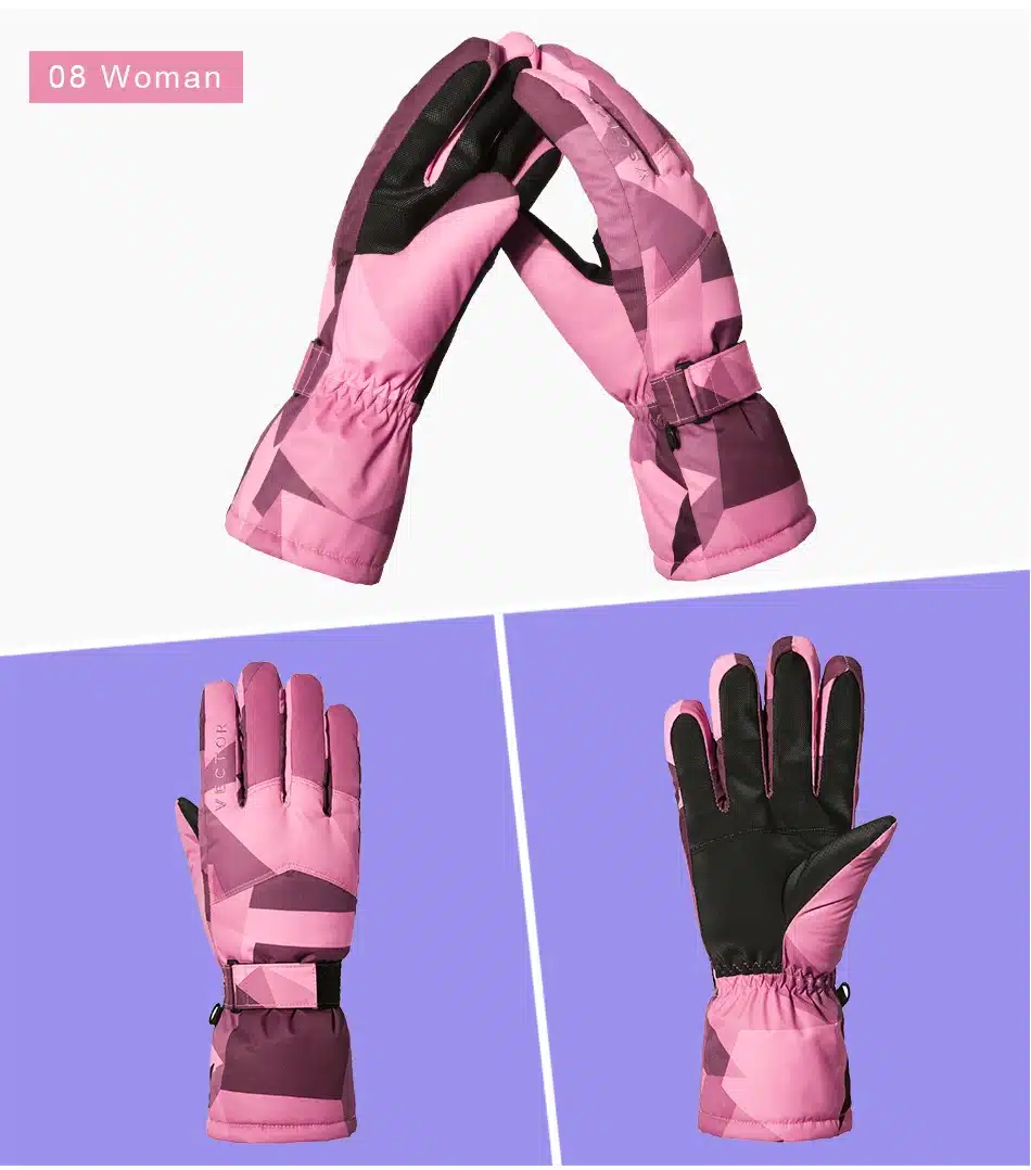 VECTOR Waterproof Ski Gloves Men Women Warm Skiing Snowboard Gloves Snowmobile Motorcycle Riding Winter Outdoor Snow Gloves 20