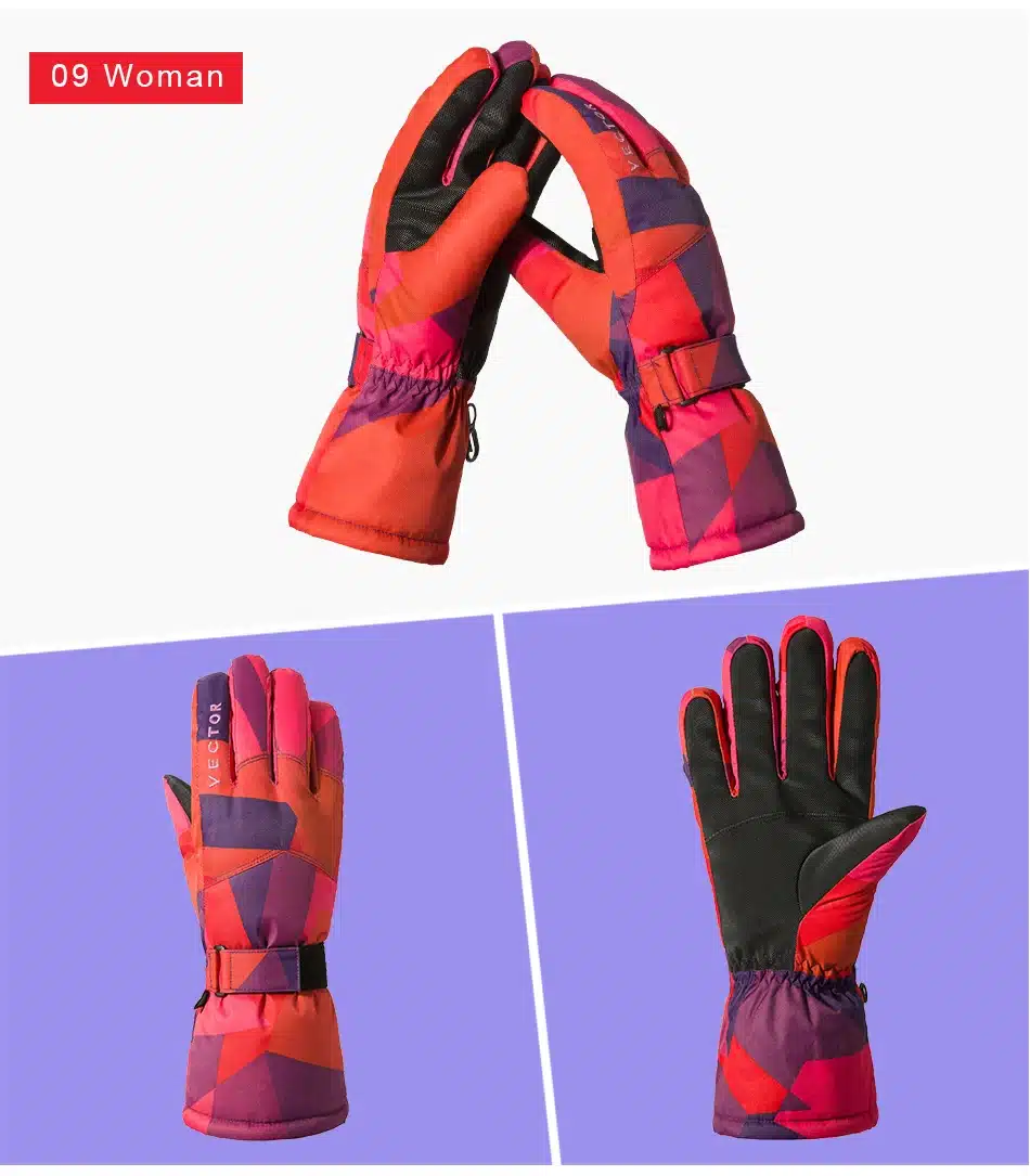 VECTOR Waterproof Ski Gloves Men Women Warm Skiing Snowboard Gloves Snowmobile Motorcycle Riding Winter Outdoor Snow Gloves 21