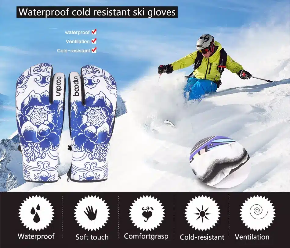 Brand New Winter Snowboard Gloves for Women Ski Gloves Windproof Waterproof Non-slip Skating Skiing Gloves Cotton Warm Mittens 10