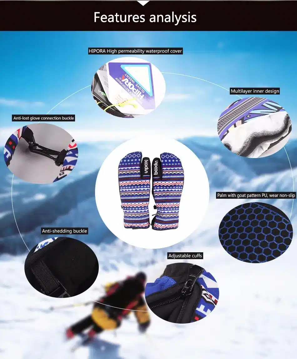 Brand New Winter Snowboard Gloves for Women Ski Gloves Windproof Waterproof Non-slip Skating Skiing Gloves Cotton Warm Mittens 13