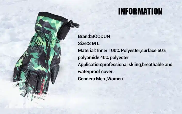 BOODUN winter ski gloves waterproof windproof plate single men and women professional men and women warm gloves 15