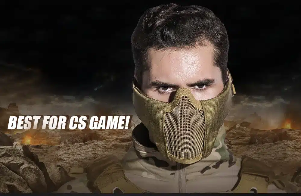 SINAIRSOFT Tactical Airsoft Mask Helmet Half Lower Face Metal Steel Net Hunting Protective prop for Paintball Party Mask CS 7