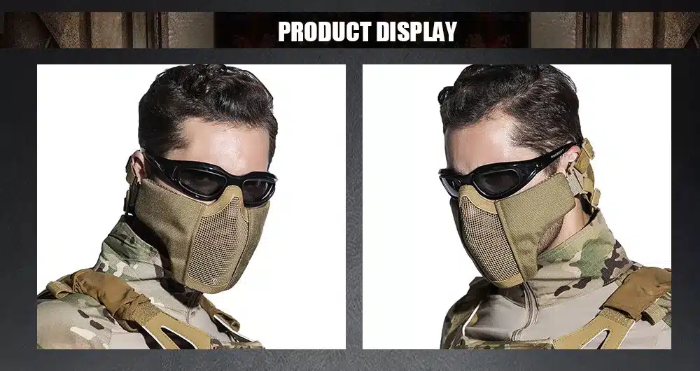 SINAIRSOFT Tactical Airsoft Mask Helmet Half Lower Face Metal Steel Net Hunting Protective prop for Paintball Party Mask CS 15