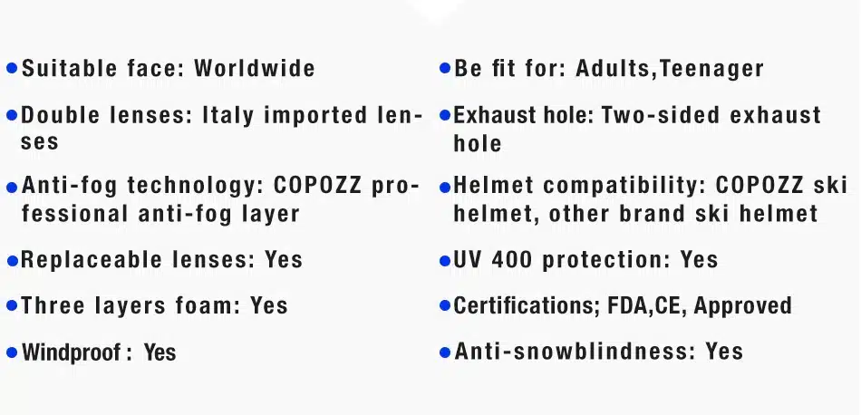 New COPOZZ brand ski goggles double layers UV400 anti-fog big ski mask glasses skiing men women snow snowboard goggles GOG-201 5