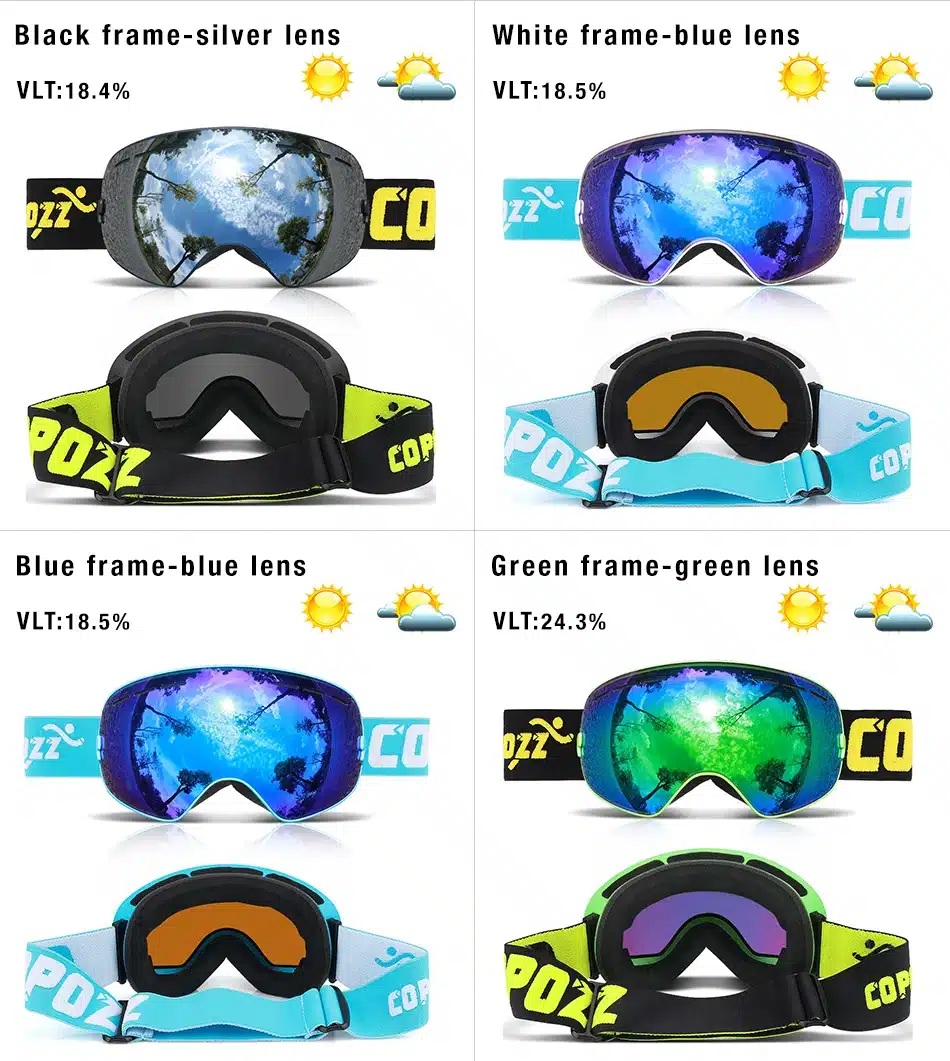 New COPOZZ brand ski goggles double layers UV400 anti-fog big ski mask glasses skiing men women snow snowboard goggles GOG-201 13