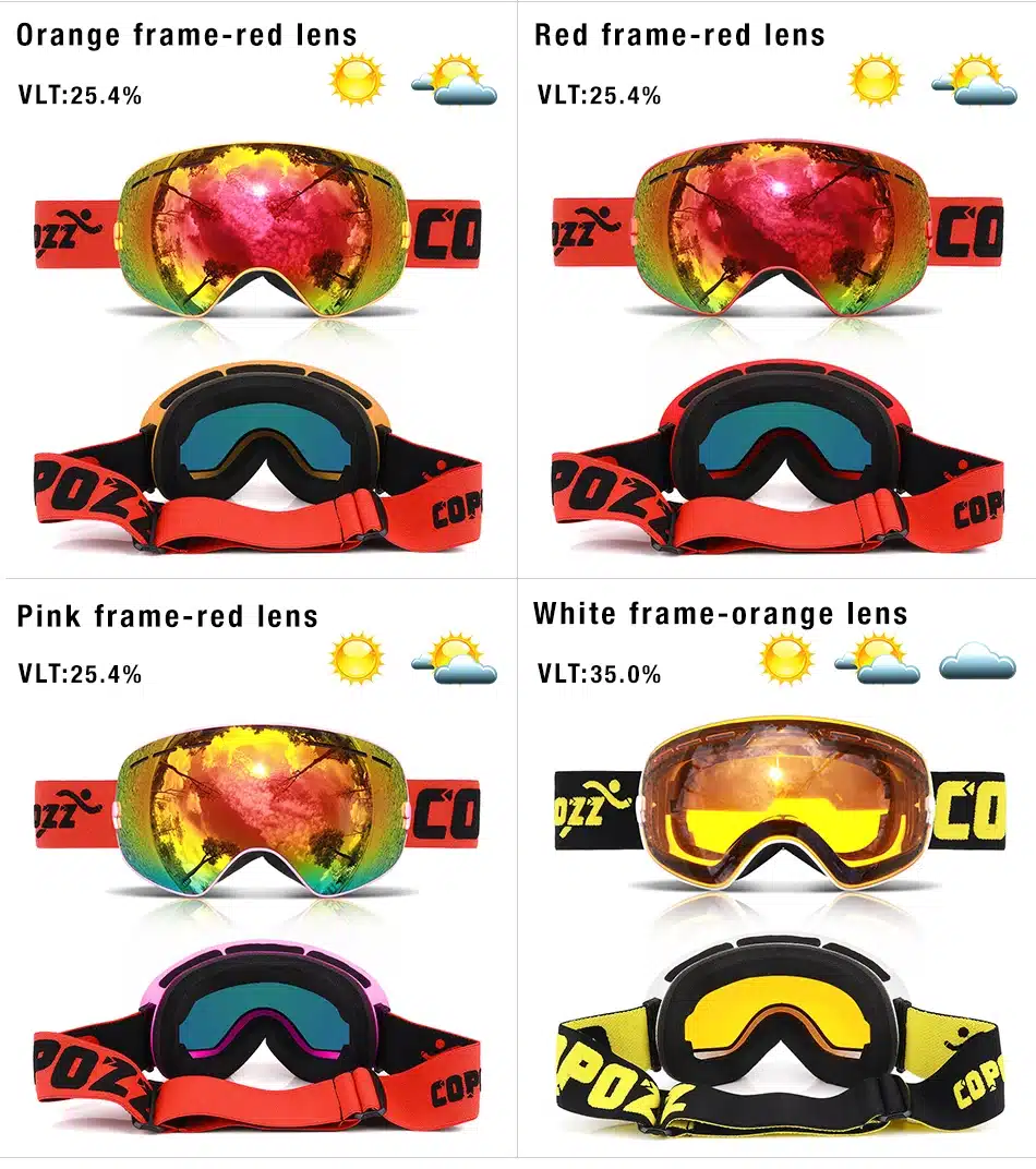 New COPOZZ brand ski goggles double layers UV400 anti-fog big ski mask glasses skiing men women snow snowboard goggles GOG-201 14
