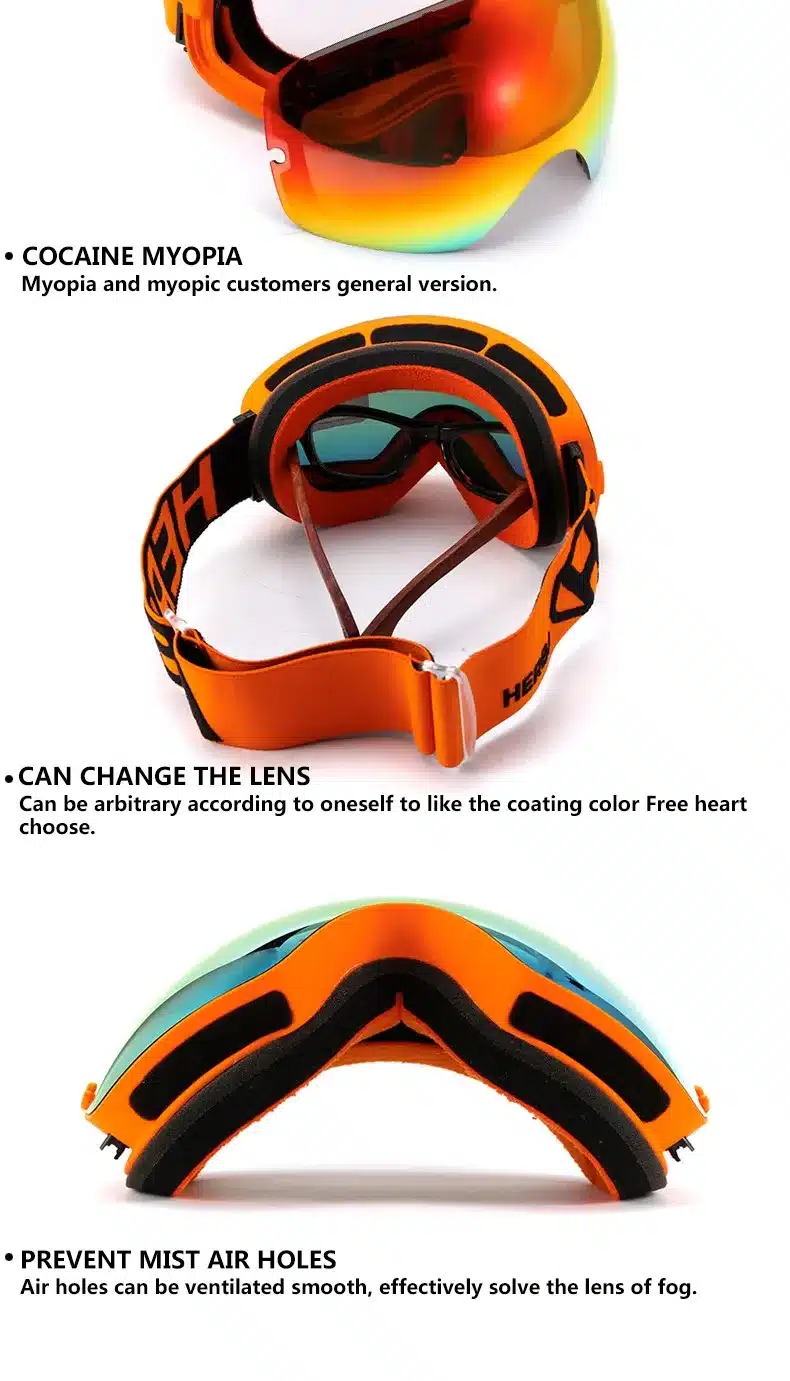 New HERBA brand ski goggles Ski Goggles Double Lens UV400 Anti-fog Adult Snowboard Skiing Glasses Women Men Snow Eyewear 27