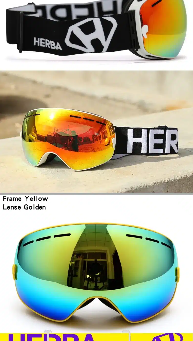 New HERBA brand ski goggles Ski Goggles Double Lens UV400 Anti-fog Adult Snowboard Skiing Glasses Women Men Snow Eyewear 32