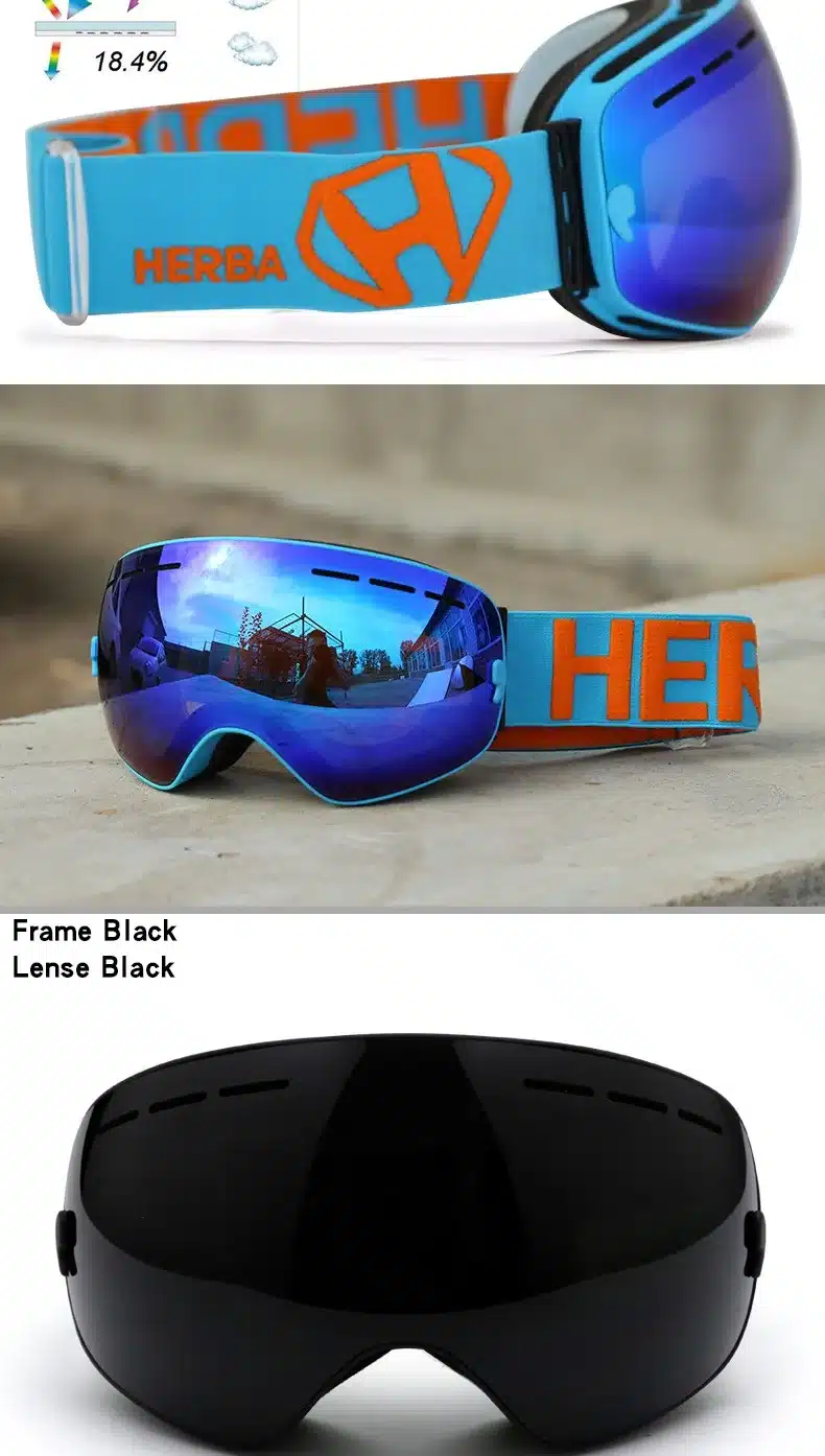 New HERBA brand ski goggles Ski Goggles Double Lens UV400 Anti-fog Adult Snowboard Skiing Glasses Women Men Snow Eyewear 38