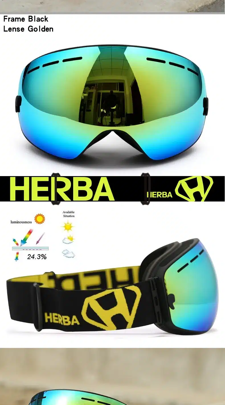 New HERBA brand ski goggles Ski Goggles Double Lens UV400 Anti-fog Adult Snowboard Skiing Glasses Women Men Snow Eyewear 41