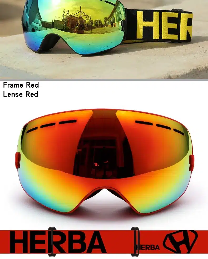 New HERBA brand ski goggles Ski Goggles Double Lens UV400 Anti-fog Adult Snowboard Skiing Glasses Women Men Snow Eyewear 42