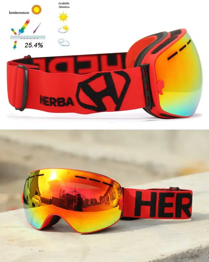 New HERBA brand ski goggles Ski Goggles Double Lens UV400 Anti-fog Adult Snowboard Skiing Glasses Women Men Snow Eyewear 43