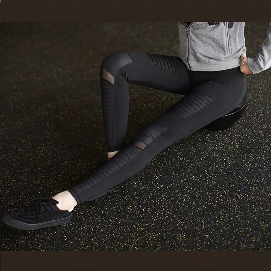 Flora M Women Elastic waistband Yoga pants with Mesh Panels High Waisted Moto Leggings in White Sport Yoga Leggings S/M/L FT025 4