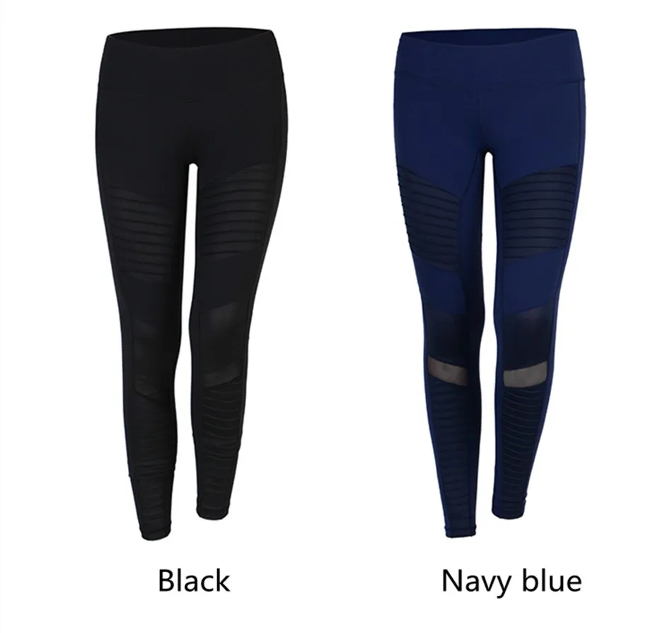 Flora M Women Elastic waistband Yoga pants with Mesh Panels High Waisted Moto Leggings in White Sport Yoga Leggings S/M/L FT025 7