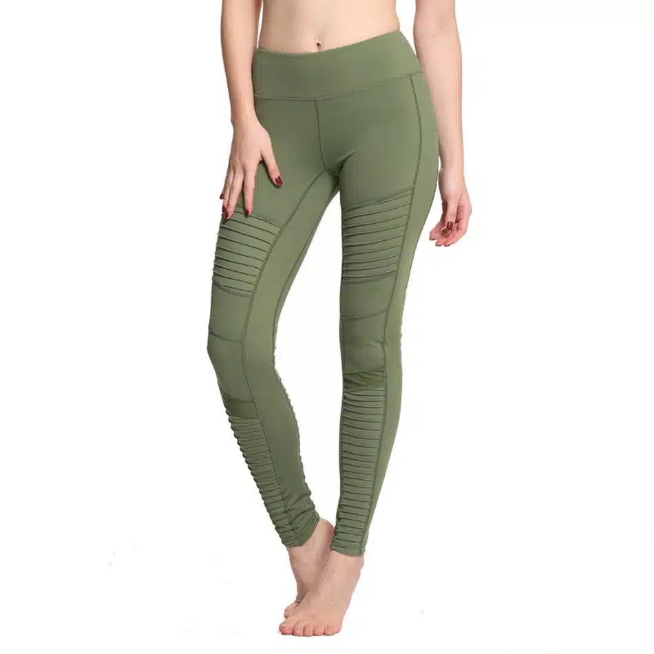 Flora M Women Elastic waistband Yoga pants with Mesh Panels High Waisted Moto Leggings in White Sport Yoga Leggings S/M/L FT025 10