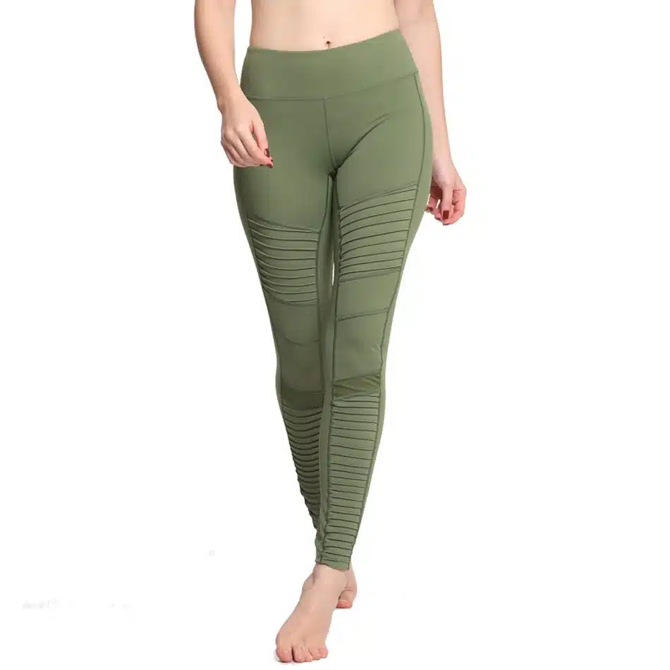 Flora M Women Elastic waistband Yoga pants with Mesh Panels High Waisted Moto Leggings in White Sport Yoga Leggings S/M/L FT025 11