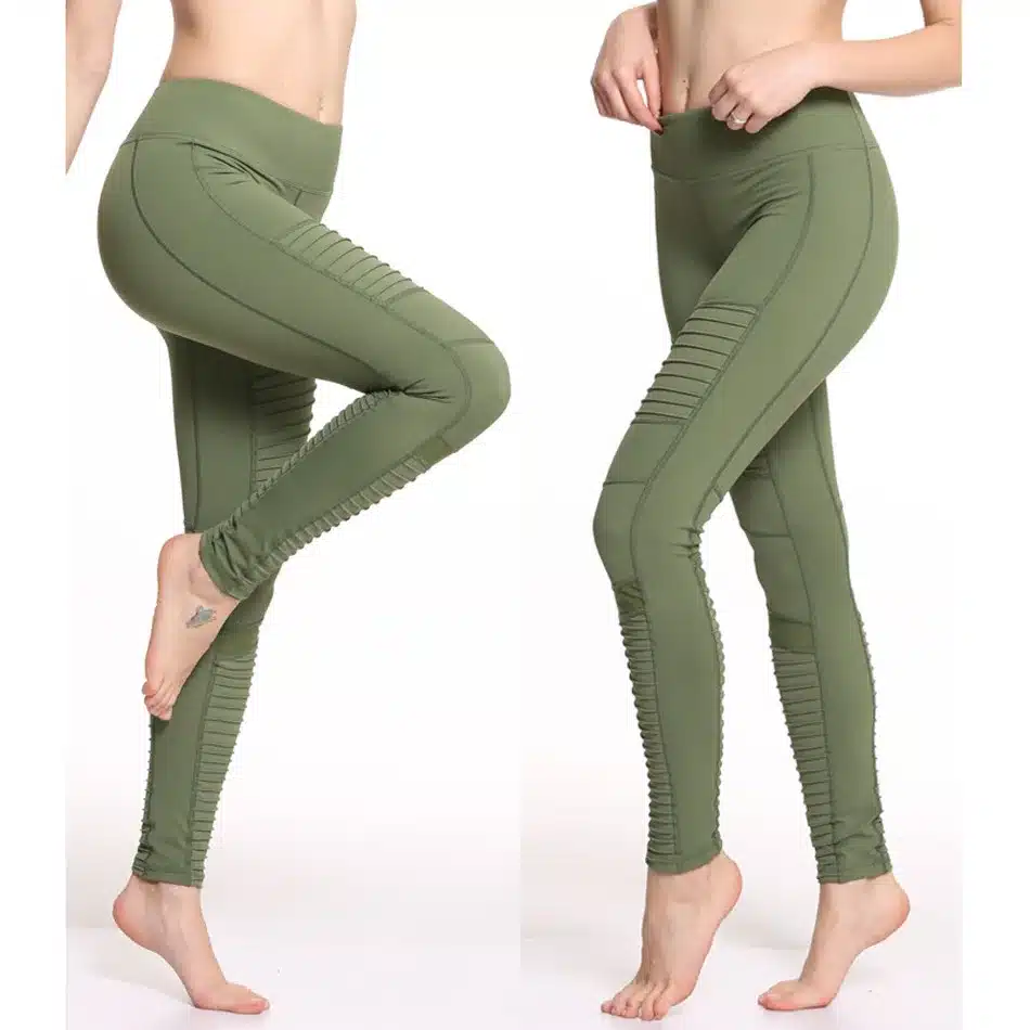 Flora M Women Elastic waistband Yoga pants with Mesh Panels High Waisted Moto Leggings in White Sport Yoga Leggings S/M/L FT025 12