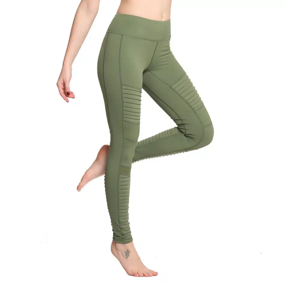 Flora M Women Elastic waistband Yoga pants with Mesh Panels High Waisted Moto Leggings in White Sport Yoga Leggings S/M/L FT025 13